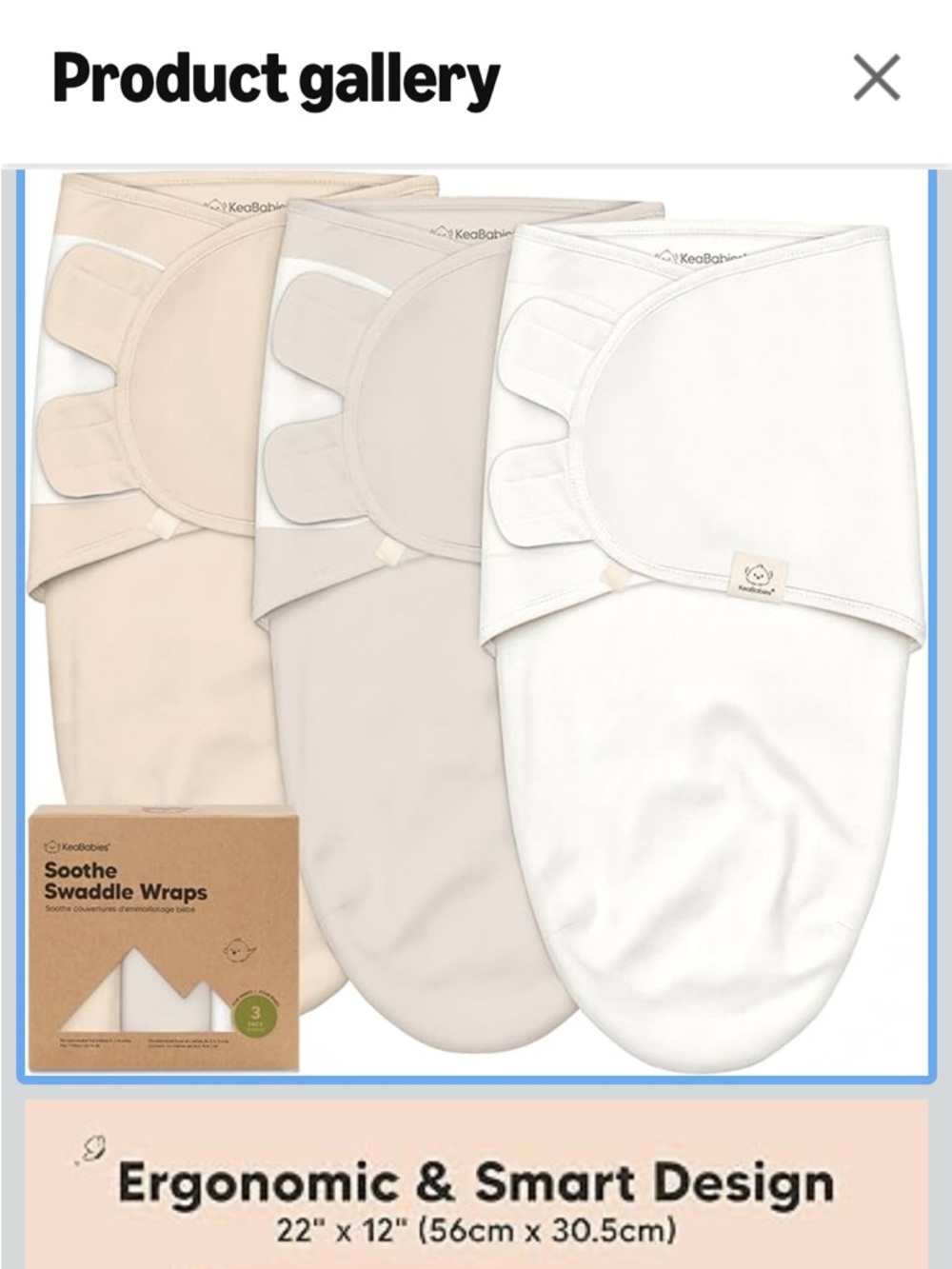 KeaBabies Soothe Swaddle Wraps - Neutral 3-Pack
